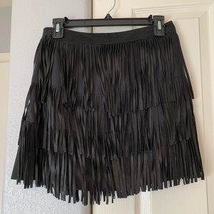 Alice + Olivia Lavana Tiered Fringe Suede Skirt